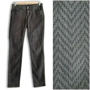 PRANA Kara Slim Fit Zig-Zag Abstract Pattern Jeans Pants Gray Sz 2